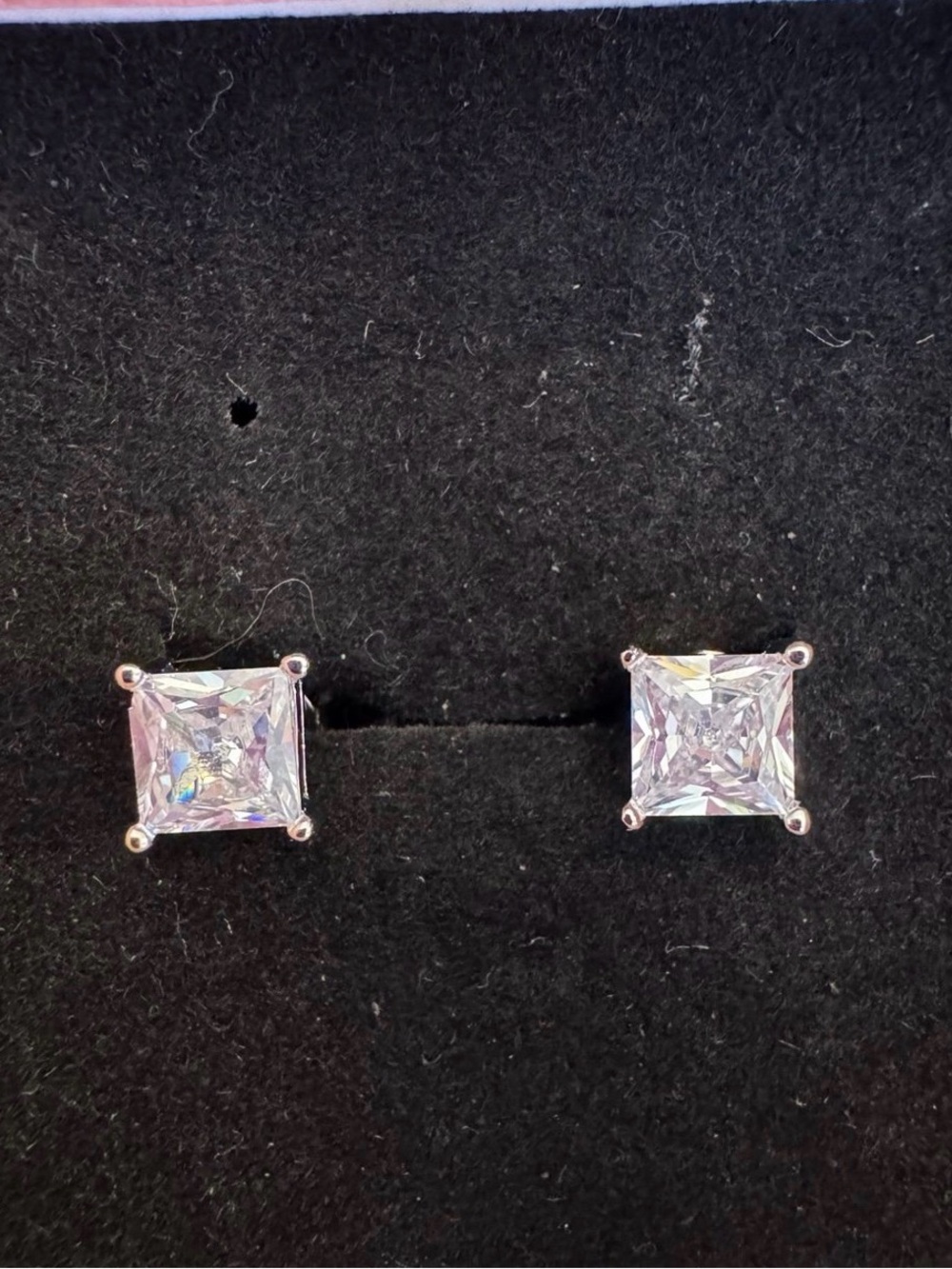 Princess cut Moissanite stones studded earrings on 925 sterling silver
